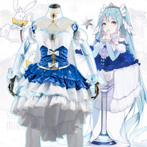 Vocaloid Hatsune Miku Snow Princess Cosplay Costume Lolita Dress Halloween Cosplay Outfit