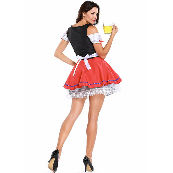 Women Bavarian Beer Festival Oktoberfest Bar Waiter Costume Dress
