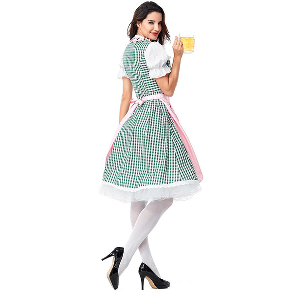 Women Bavarian Beer Festival Oktoberfest Costume Pink Maid Dress Costume
