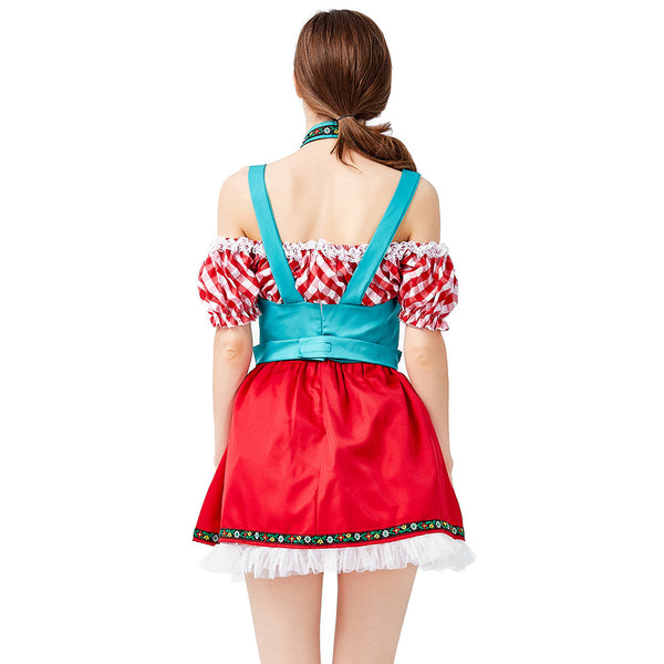 Women Bavarian Beer Festival Oktoberfest Party Costume Waitress Maid Costume Dress