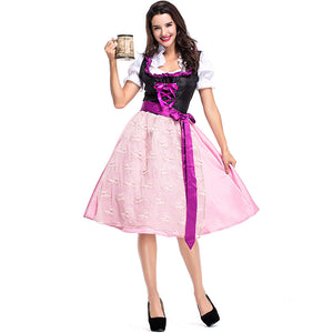 Women Bavarian Beer Oktoberfest Pink Dress Party Costume