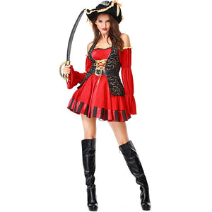Women Deluxe Sexy Red Tube Pirate Cosplay Costume Halloween/Stage Performance/Party