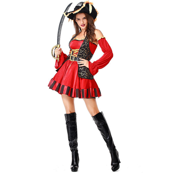 Women Deluxe Sexy Red Tube Pirate Cosplay Costume Halloween/Stage Performance/Party