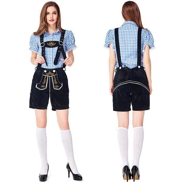 Women German Bavarian Oktoberfest Lederhosen Costume Shorts and Top
