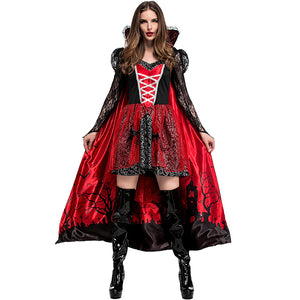 Women Gothic Vampire Countess Cosplay Costume Dress For Halloween Party Performance