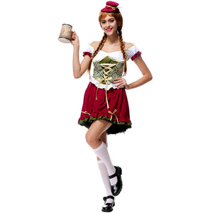 Women Oktoberfest Bavarian Beer Festival Costume Party Waitress Maid Costume Uniform