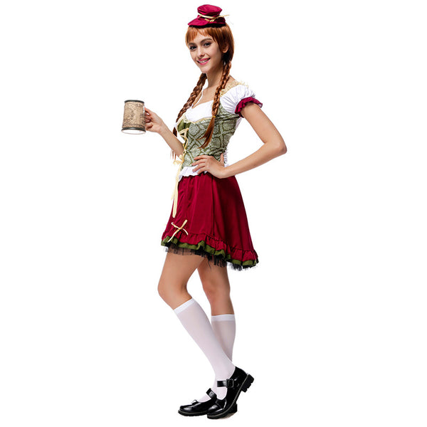 Women Oktoberfest Bavarian Beer Festival Costume Party Waitress Maid Costume Uniform