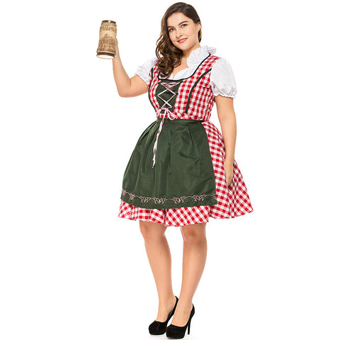 Women Plus Size Bavarian Traditional Party Dress Beer Oktoberfest Waitress Costume
