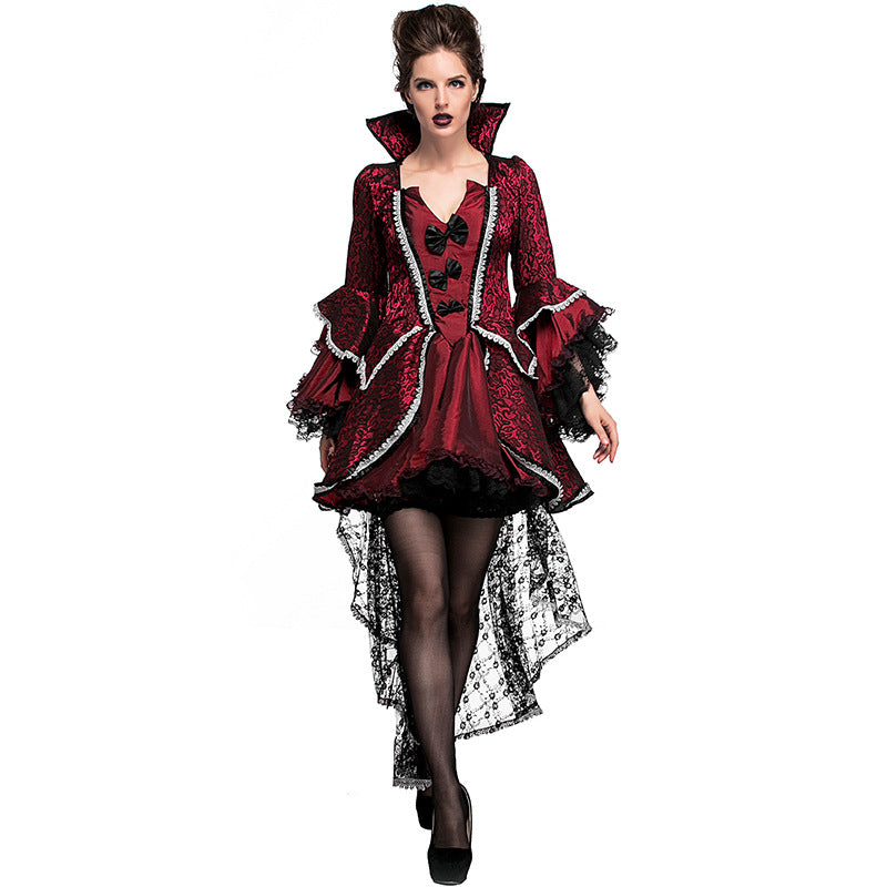 Women Red Vampire Countess Cosplay Costume Dress For Halloween Party P ...