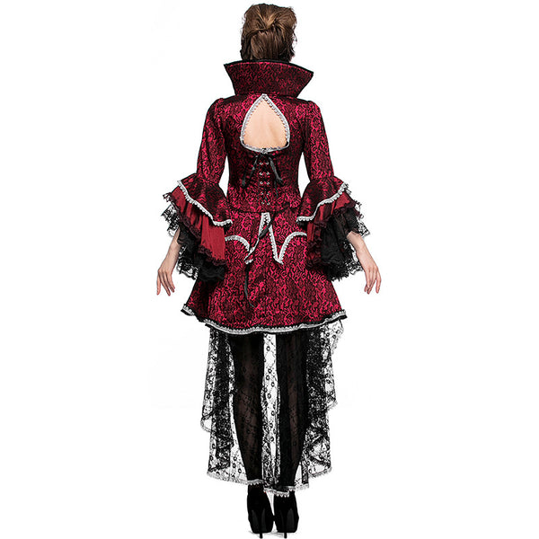 Women Red Vampire Countess Cosplay Costume Dress For Halloween Party Performance