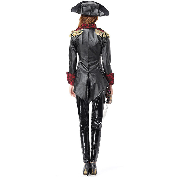 Women Sexy Leather Pirate Captain Cosplay Costume Halloween/Stage Performance/Party