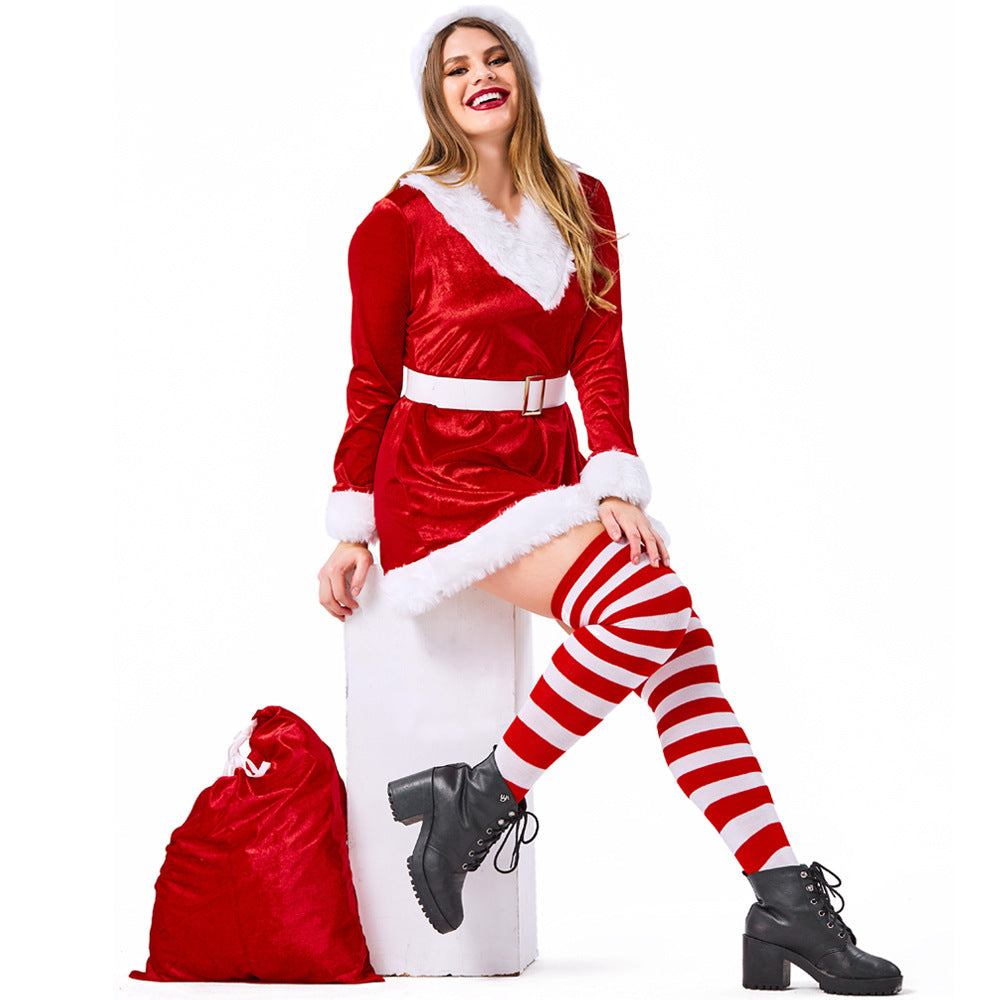 Women Sexy Santa Costume Christmas Santa Costume Dress With Bag — free download
