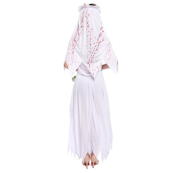 Women Vampire Bride White Cosplay Costume For Halloween Party Performance