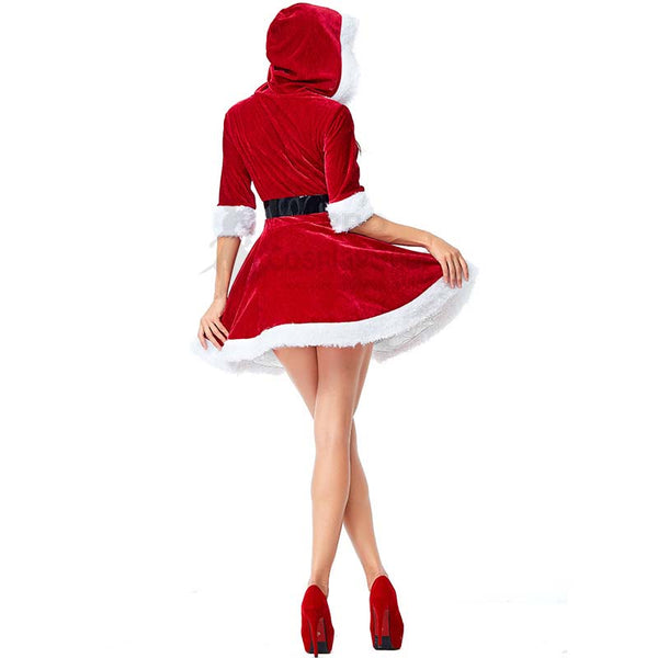 Women's Santa Costume Mrs. Claus Costume Christmas Party Dress with Belt