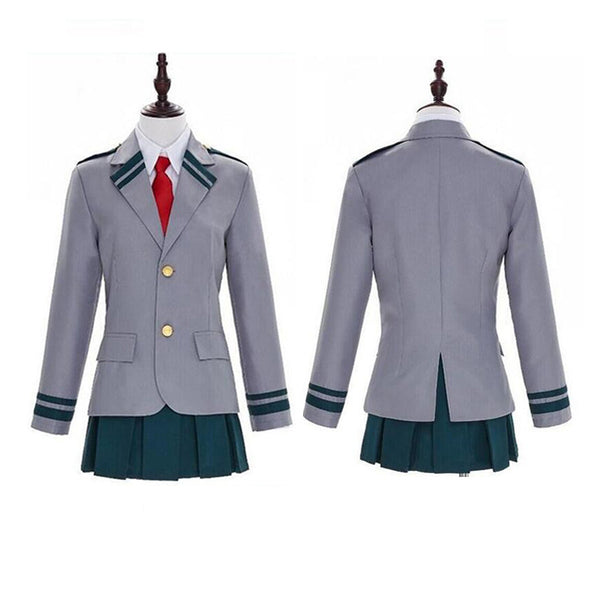 Anime Boku No Hero / My Hero Academia Tsuyu Asui School Uniform Cosplay Costumes With Wigs Set
